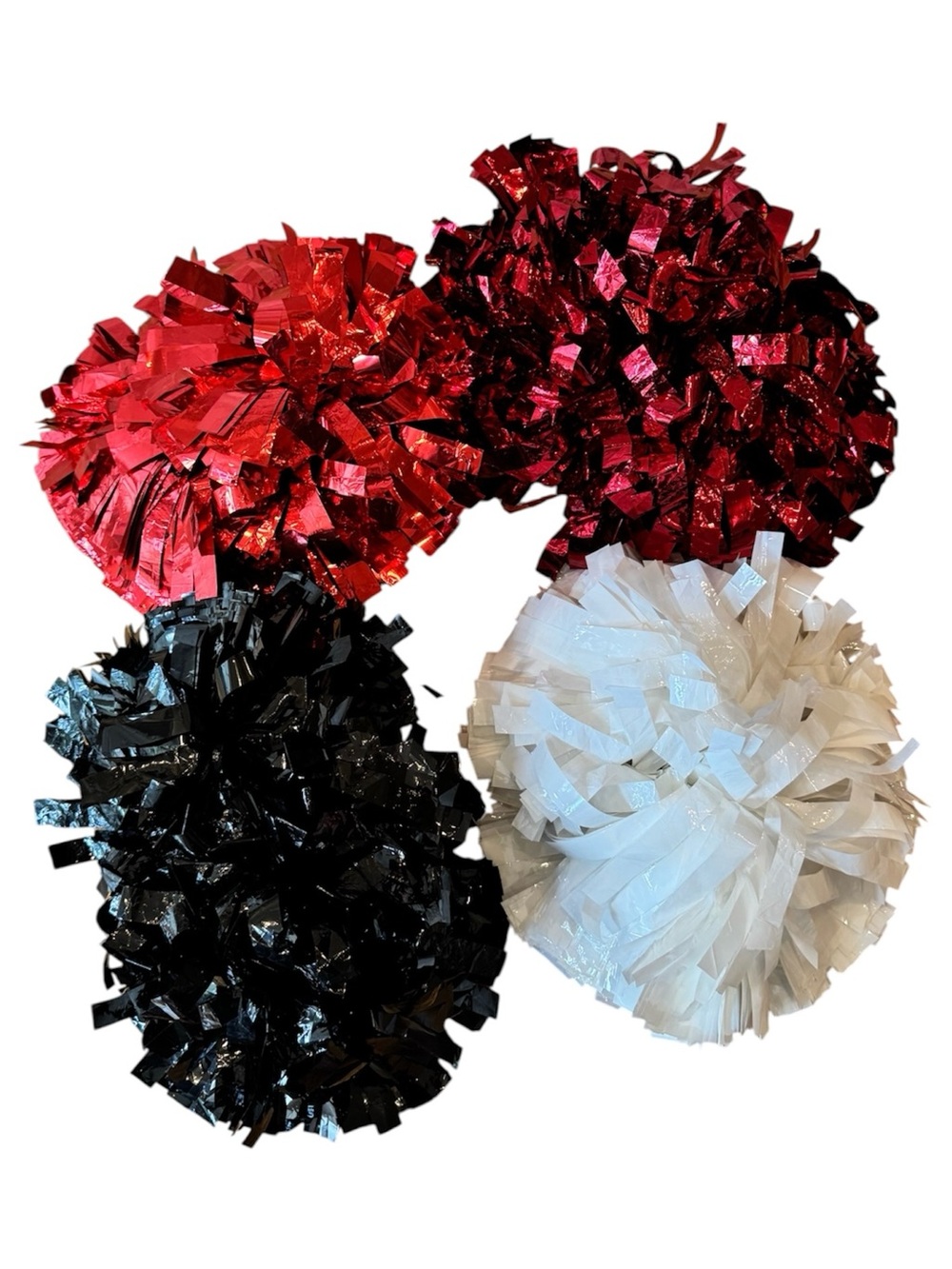 Lot 4 Pom Poms Red White Black Dance Team Cheerleader Costume Halloween